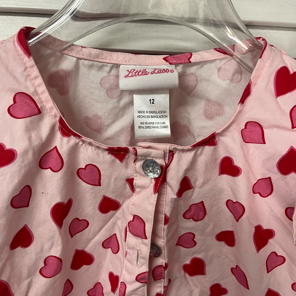 Little Lass Pink Dress with Red Heart Printsz12 kids - Picture 5 of 6